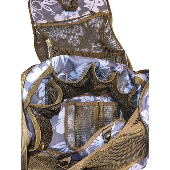 L.L.Bean blue floral nylon toiletry carryall camping travel accessories bag - Picture 6 of 7